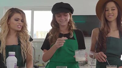 Brad has all the girls by himself pleasuring his hard prick