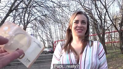 Public reality bigboobed babe POV fucked outdoor 4 money