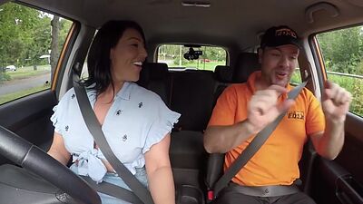Curvy bigass and bigboobs MILF fucked in the car in public