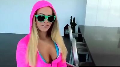 Blonde babe sucks giant black cock