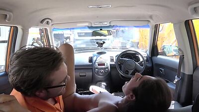 Small titted car driver pussy fucked by her instructor