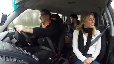 20yo driver pussy fucked by instructor in car in POV