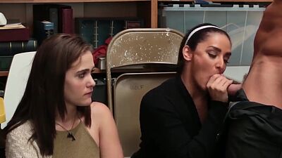 Peyton Robbie watch her mom Sheena suck cock