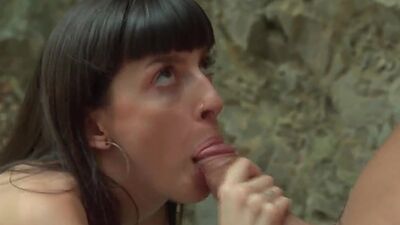 Pierced 19yo sinner pussy fucked outdoor by big white cock