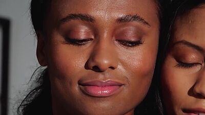 Black teen and hot small tits babe shows boobs after passion striptease