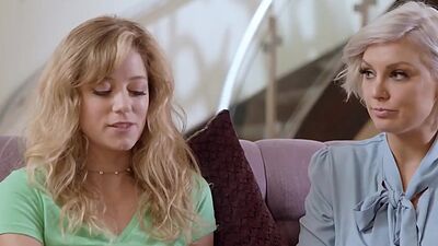 Gorgeous MILF stepmom teaches stepdaughter how to masturbation