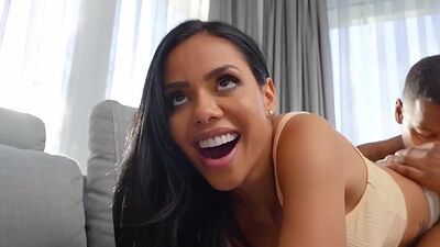 Bootylicious Latin babe doggy styled by big black cock