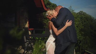 Petite bride gives sucking cock and is dped by husband and waiter