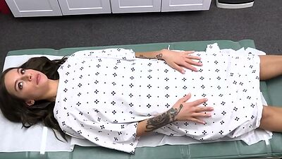 Tattooed sexy teen lets doctor fuck her pussy to pass her drug test