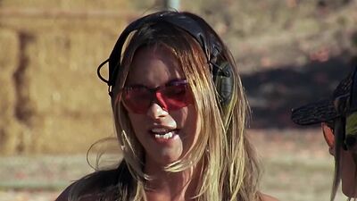Bored blonde MILF housewife Olivia and big boobed GF Psalm testing big guns