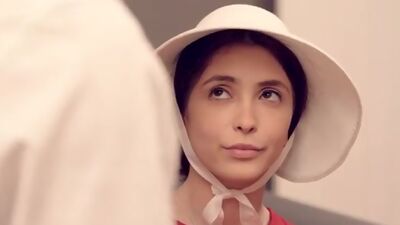 Handmaid Jane Wilde goes to bed with a man who takes her hairy pussy doggy style and has her ride his hard fuck stick