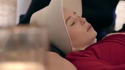 Fertile handmaid Carolina Sweets participates in a ceremony where she rides her mans fuck stick in her bald pussy