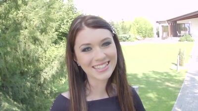 Hot brunette babe Misha Cross gets herself off after a good anal fucking on the sofa