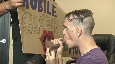 Busty ebony shemale boss Morena Black anal reamed by employee