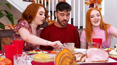 Horny stepsisters takes lucky guy over the couch to fuck him