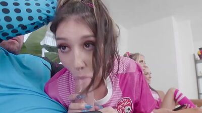 Captain Miles fucked Freya, Macy and Violet's teen pussies