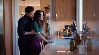 Seth Gamble lifts Victoria up and fucks in the air