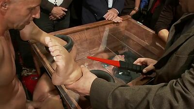 Scandalous bitch fucked at public place in BDSM missionary