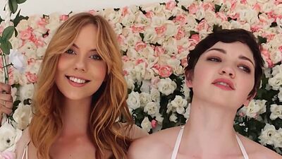 Sexy small tits lesbian teens Kayla Coyote and Jay Marie posed in lingerie