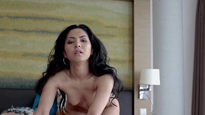 Petite small titted asian babe Chloe Rose taking off her sexy lingerie