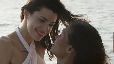 Petite Asian lesbian Maki Katana posed with hot European teen Oksana Oksi