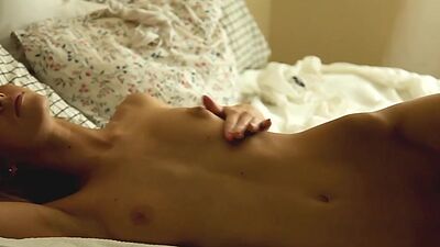 Skinny european hottie rubbing