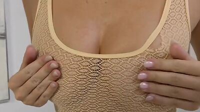 BJ POV babe with medium boobs talks dirty and sucks dick