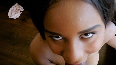 Naughty ebony big ass teen stepsister Jenna Foxx gave a perfect blowjob