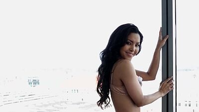 Gorgeous all natural Asian MILF babe Chloe Rose solo striptease for Playboy