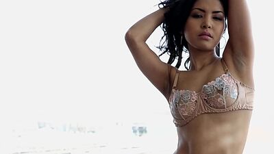 Gorgeous all natural Asian MILF babe Chloe Rose solo striptease for Playboy