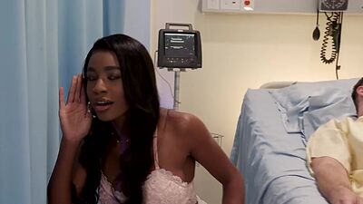 Patient sees his ebony girl lick a nurse and offers his boner