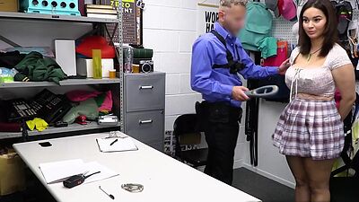 Crystal Chase shows off her massive tits and gives Calvin a little show