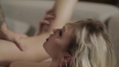 Blonde teen Lilly Bell fucks her new client and made him to buy new house