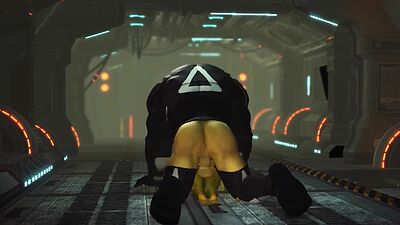 Alien sex in a starship. Female green alien gets fucked by a big monster 2