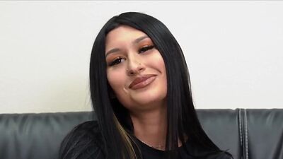 Throating and cock riding Latina on casting