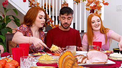 Nade Nasty fucking these horny redheads over the couch