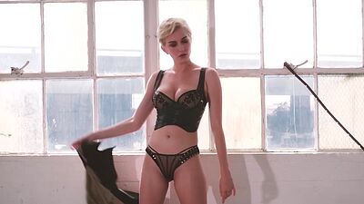 Amazing big tits teen Skye Blue looks stunning in amazing black lingerie