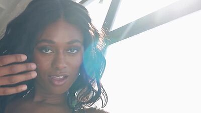 Cute ebony model danced in hot lingerie before perfect striptease action