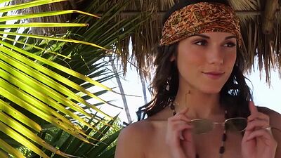Skinny all natural Elena Generi showing her tiny boobs and her hairy pussy