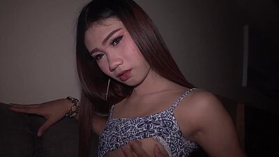 Amateur teen ladyboy trans POV blowjob and anal fucked raw by a big cock