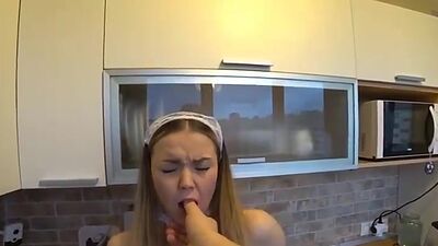 Slutty Maid Disobeyed the Owner and Washed her FACE WITH SPERM