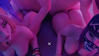 Hot babes having anal sex in a lewd 3d animation by The Count