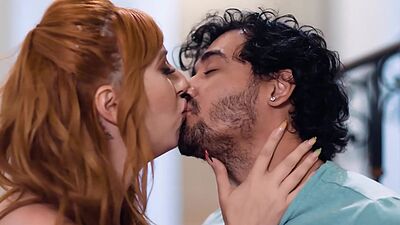 Redhead busty milf stepmom teaches stepson the ropes of sex