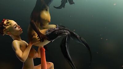 Big tits humanoid babes fucking in a 3D animation by Tarazaurus