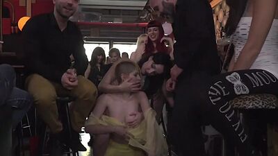 Public deepthroating sluts pussyfucked in reality orgy