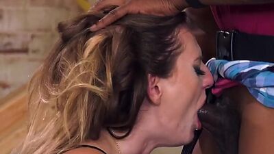 Cockriding hairy tattooed MILF fucked in pussy by BBC