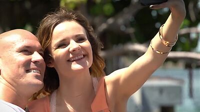 First date for alluring blondie Addee Kate ends on a big pulsating cock