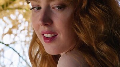 Redhead teen model Erna Ohara exposed perfect naked body and posed outdoor