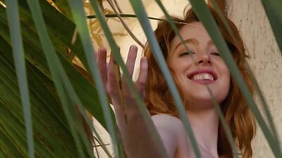 Redhead teen model Erna Ohara exposed perfect naked body and posed outdoor