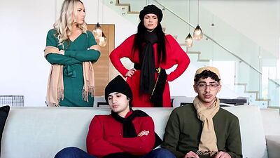 Bunny and Mona rides Diego and Ellias' cocks